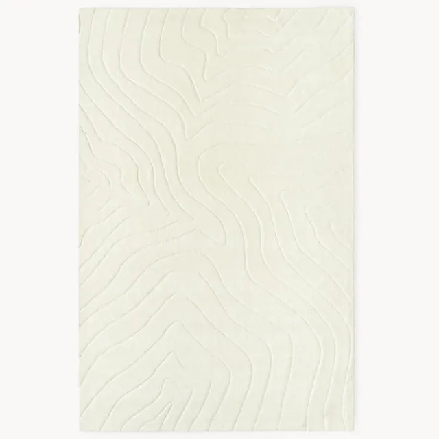 Westwing Collection Hoog-laag wollen vloerkleed Aaron, handgetuft Wit