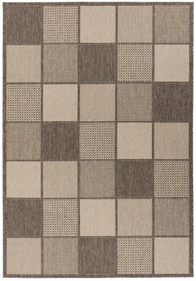 Padiro buitenkleed - crème / offwhite - geometrisch ruiten- en blokkenpatroon - voor binnen en buiten - voor vloerverwarming - van polypropyleen beige