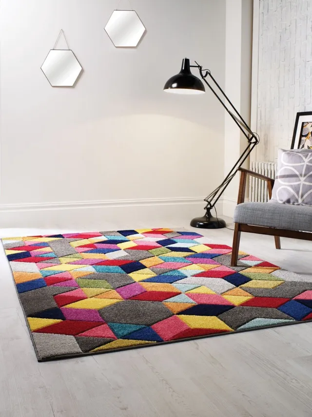 flycarpets Kleurrijk Vloerkleed - Dynamic - Laagpolig - Geometrisch - Multi - 120x170 cm