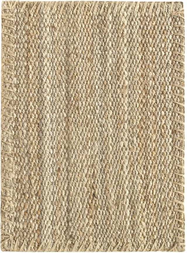 Famanu Jute Vloerkleed Granada 100% Natuurlijke Jute Vezels, Handgeweven Zacht Vloerkleed voor Woonkamer Eetkamer Slaapkamer Hal Tapijt, 70x50 cm Zwart