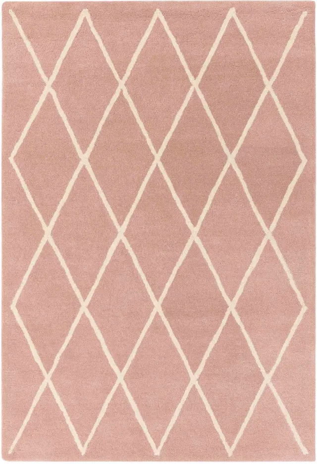 Eazy Living Easy Living - Albany-Diamond-Pink Vloerkleed - 160x230 - Rechthoek - Laagpolig Tapijt - Landelijk - Roze, Wit