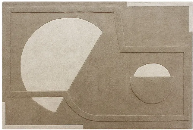 Vente-unique Getuft vloerkleed met reliëf in 100% wol - 160 x 230 cm - Beige - 2000 g/m² - SELUNIA