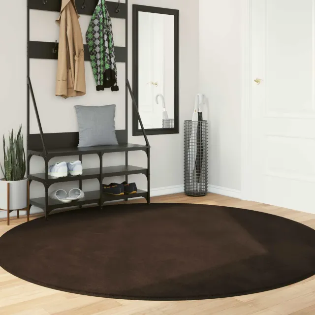 vidaXL Medium pile zachte en wasbare tapijt HUARTE Bruin Ø 200 CM, foto 2