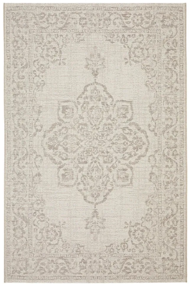 AFK Living Binnen buiten platgeweven bohemian chic tapijt ALHAMBRA beige