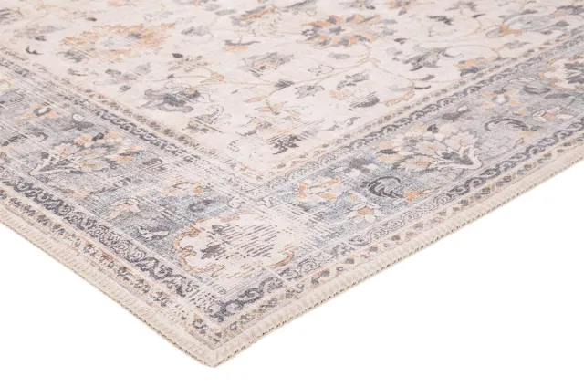 Vercai Rugs Fenix Collectie - Laagpolig Vloerkleed - Modern Tapijt met Vintage Ontwerp - Chenille - Crème / Blauw