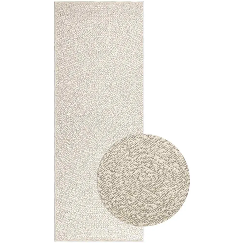 vidaXL Vloerkleed ZIZUR room binnen en buiten 80x200 cm jute look crème, foto 2