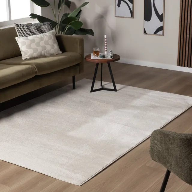 NATURL. Laagpolig vloerkleed – Essenza creme | Effen vloerkleed - 120x170cm Crème