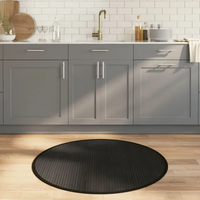vidaXL Vloerkleed rond 100 cm bamboe zwart