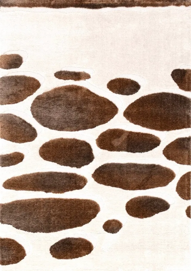Acsento Step Stones Vloerkleed - Ivoor,Bruin - Rechthoekig - Polyester - Woonkamer, Slaapkamer - Abstract - Modern, Design