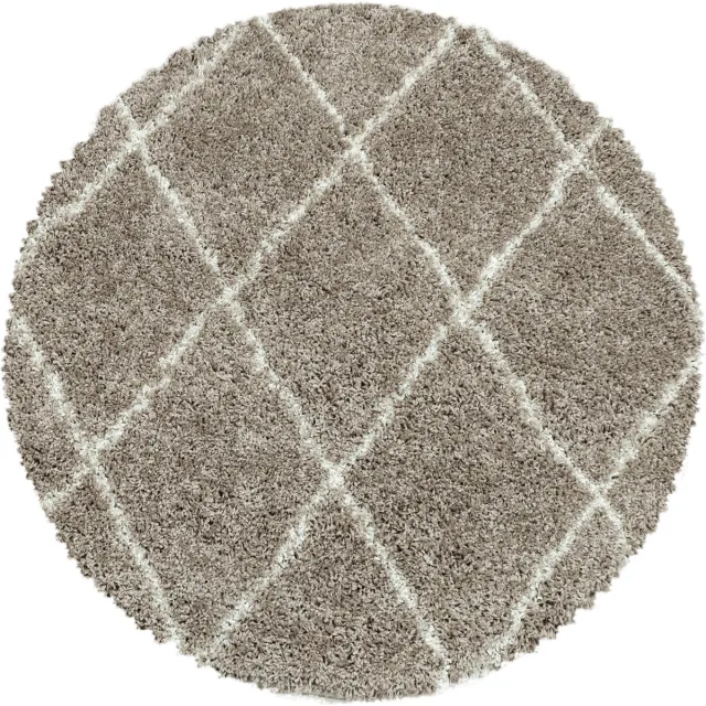 Adana Carpets Rond berber vloerkleed - Agadir Lines Beige Creme Ø 160cm Creme,Bruin