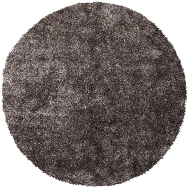 Padiro rond pluizig hoogpolig shaggy vloerkleed Ø 120 cm - donkerbeige - modern effen ontwerp - met een zachte uitstraling - voor vloerverwarming - van polyester en katoen
