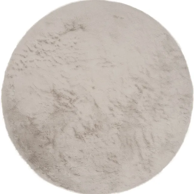 Veer Carpets Vloerkleed Morbido Taupe 5529 - Rond ø160 cm - Extra Hoogpolig Fluffy Vloerkleed in Scandinavische / Hotel Chique Stijl