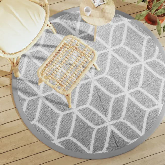 vidaXL Buitenkleed ARAKIL Ø160 cm polypropeen grijs