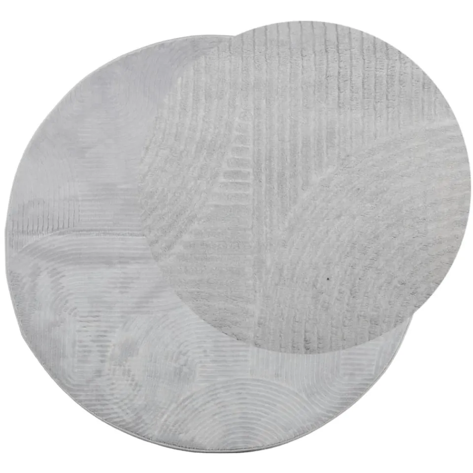 vidaXL Vloerkleed IZA laagpolig Scandinavisch Ø 120 cm grijs