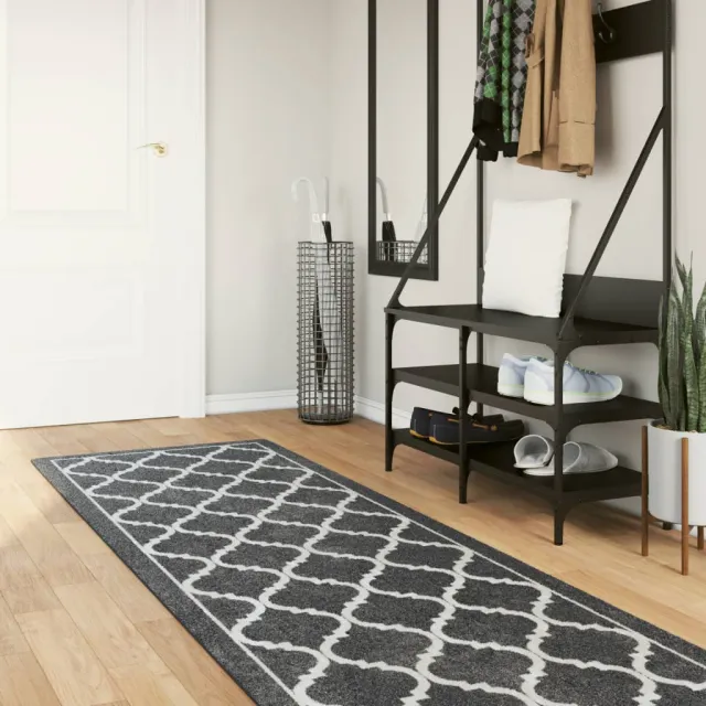 vidaXL Vloerkleed wasbaar 80x300 cm zwart en wit, foto 2