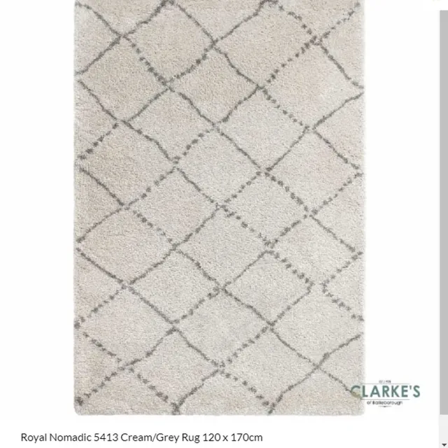 Think Rugs Vloerkleed Royal Nomadic - Hoogpolig - Creme/grijs- 120x170 cm