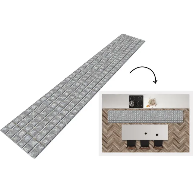 KitchenYeah Keukenloper - Loper keuken - Tegels - Metaal - Patronen - 300x50 cm - Keukenloper vinyl Multicolor