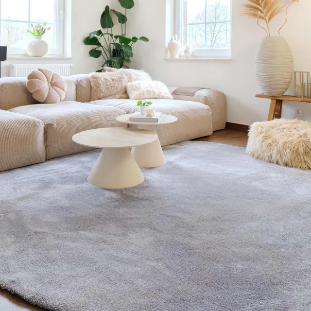 Tapeso Wasbaar vloerkleed rond - Clean Prestige grijs 200