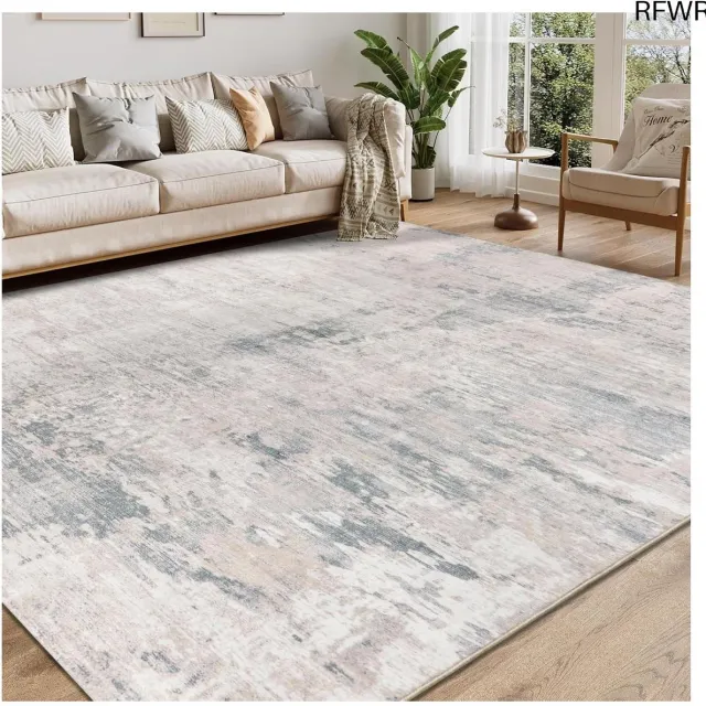 RFWR Wasbaar Modern Grijs Tapijt 160x230cm voor Woonkamer en Slaapkamer Grijs Blauw