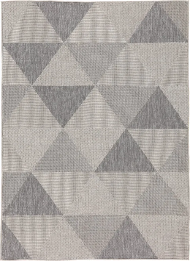 TESSO LIVING Vloerkleed voor binnen en buiten, Antislip, Balkon Terras Keuken, Geometrisch -Lichtgrijs - 120cm x 160cm - UV- en Weersbestendig, Modern Tuintapijt Driehoek - Lichtgrijs