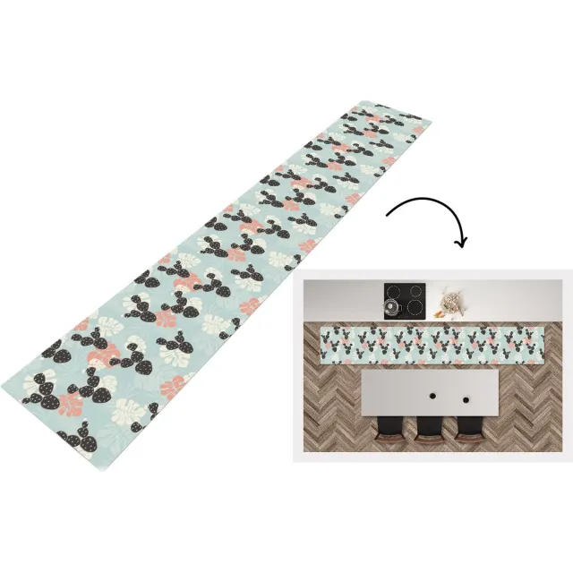 KitchenYeah Keukenloper - Keukenmat - Cactus - Monstera - Patronen - Pastel - Hawaii - Keuken vloerkleed Multicolor