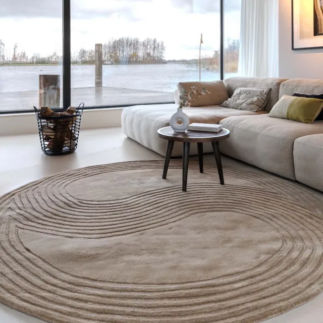 Nordic Weavers Rond design vloerkleed - Balans Dual beige 200