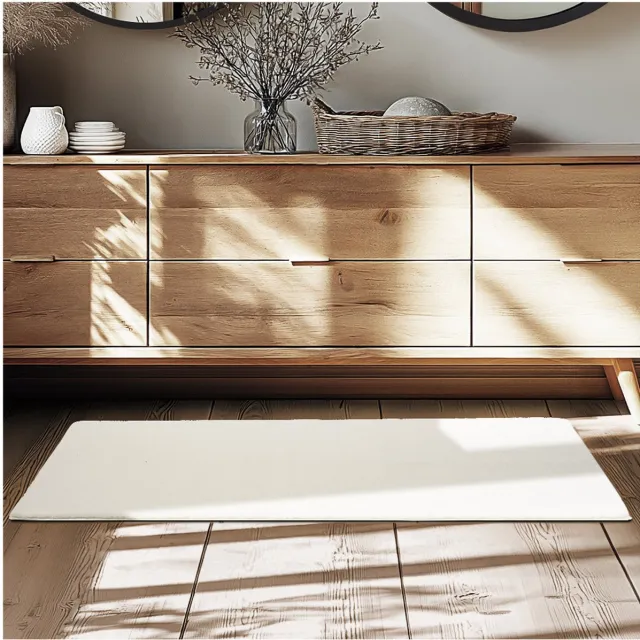 Tectake Kortpolig Vloerkleed - 60 x 110 cm - Creme - 1630 g/m² Poolgewicht - Tapijt voor Woonkamer, Slaapkamer, Eetkamer - Onderhoudsvriendelijk en Wasbaar - Antislip Ondertapijt - Allergievriendelijk - Diverse maten en kleuren crème