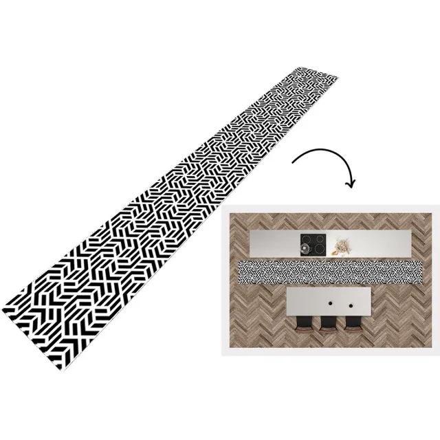 KitchenYeah Keukenloper - Keukenmat - Design - Geometrie - Patroon - Zwart - Wit - Keuken vloerkleed Multicolor