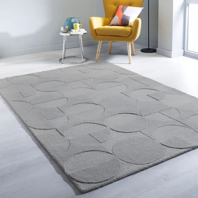 flycarpets Gigi Modern Wol - Geo Vloerkleed - Grijs - 120x170 cm