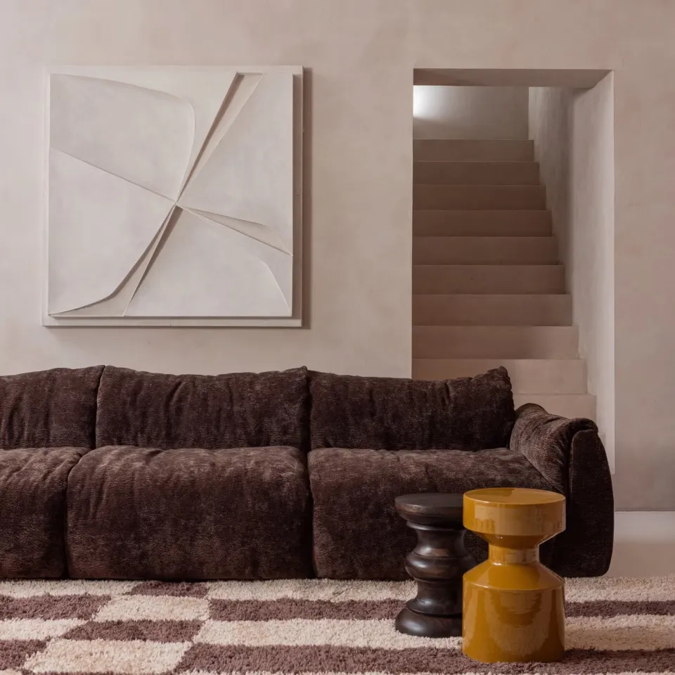 WOOOD Fafa vloerkleed beige bruin, foto 4