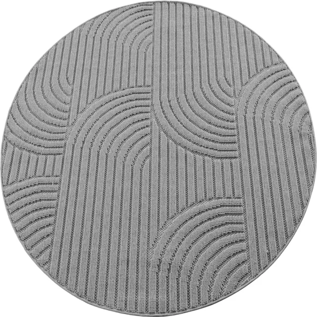 Ayyildiz Helix Japandi Vloerkleed Grijs 120 cm rond – Effen Laagpolig Tapijt – Modern Scandinavisch Design voor Woonkamer en Slaapkamer