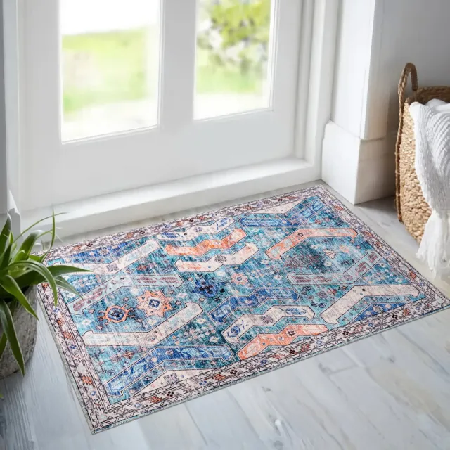 Netline Home Vloerkleed Woonkamer - Wasbaar - Vloerkleed Antislip gemaakt van geweven katoen - Vintage Boho Vloerkleed voor Slaapkamer, Keuken, Hal en Salon (Groen, 160 x 230 cm)
