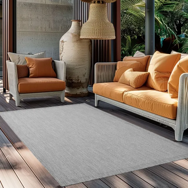 Giza Vloerkleed – Grijs met Kader – Laagpolig & Modern – Voor Binnen & Buiten – 120x170 cm