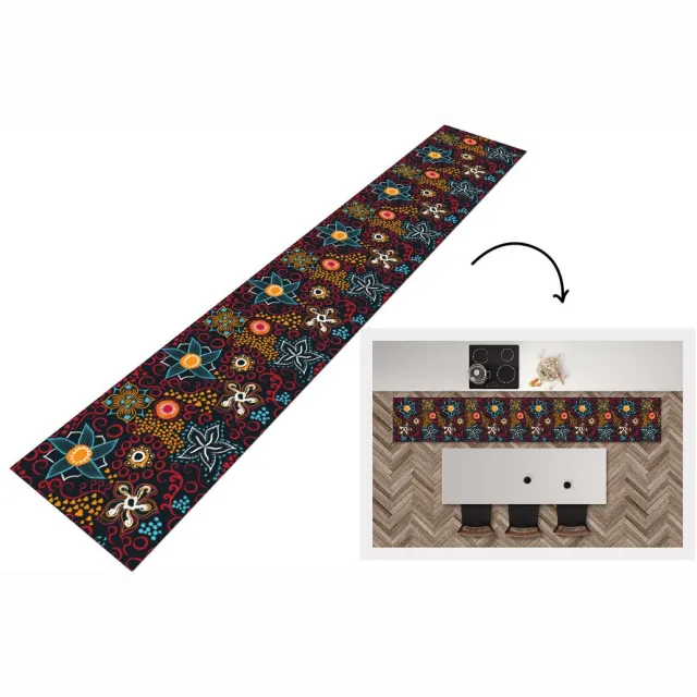 KitchenYeah Keukenloper - Keukenmat - Bloemen - Rood - Patronen - Keuken vloerkleed Multicolor