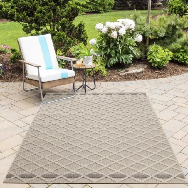 TapisTrend Buiten- en terraskleden Beige 80x150 cm Buitenkleed met ruitpatroon, voor keuken en balkon, UV-bestendig, comfortabel