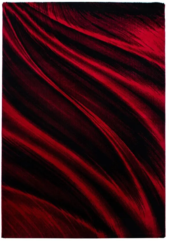 Dutch XXL Modern Vloerkleed | Tapijt | Miami | Golven | Rood | 80x300 cm