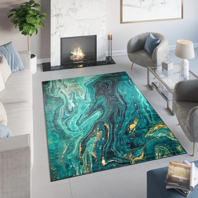 Tapiso Toscana Vloerkleed Antislip Abstract Donkergroen Tapijt Maat- 160x230 Donkergroen 1