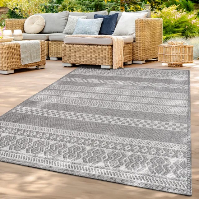 TT Home Binnen- en buitentapijt weerbestendig balkon keuken woonkamer tapijt 200 x 200 cm Rond 200 x 200 cm Rond wit
