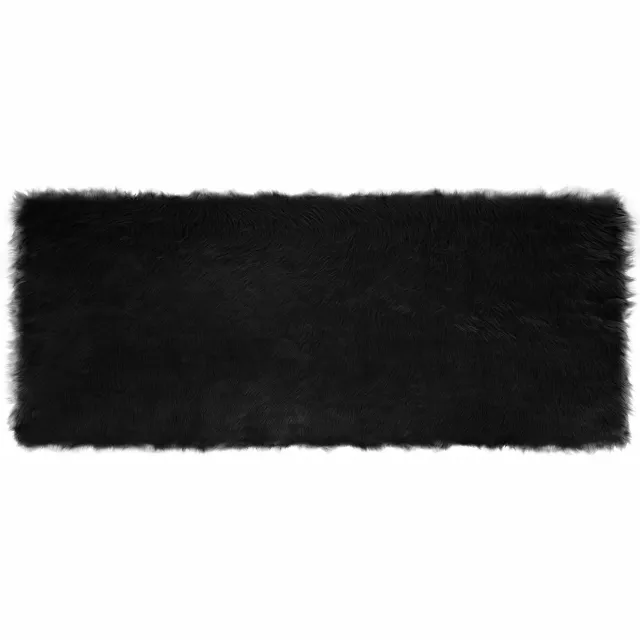 vidaXL Tapijt - van - imitatie - schapenvacht - TAFALLA - Zwart - 80 - x - 200 - cm