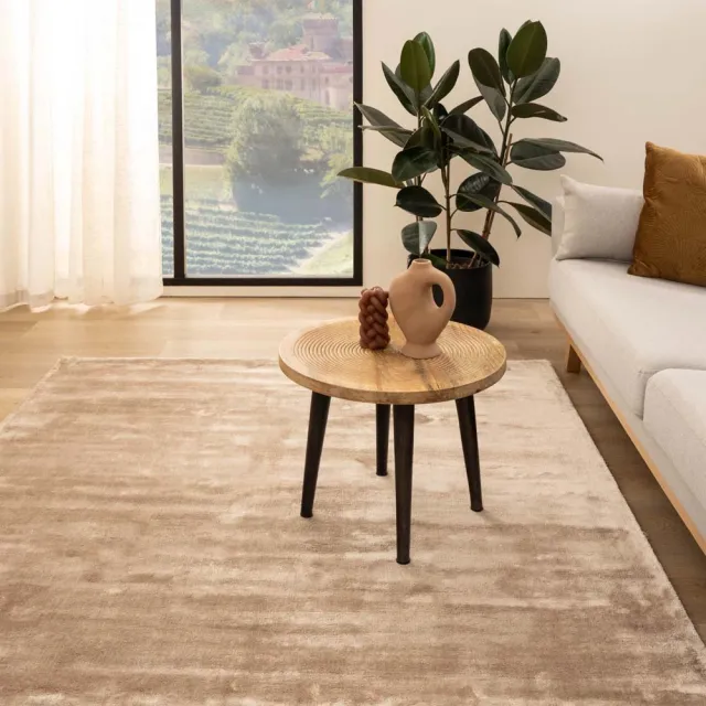Paon Brillant Viscose vloerkleed vierkant - Pearl beige 140x140