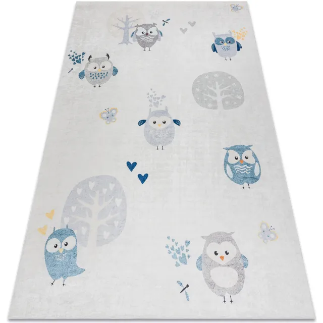 RUGSX Kleden Rugsx BAMBINO 1161 tapijt wasbaar uilen voor kinderen Grijs
