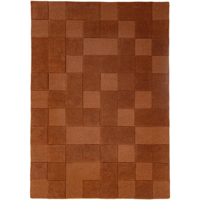 Flair Rugs Checkerboard wollen vloerkleed terra