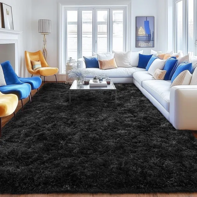BSGIFT Ultrazacht pluizig tapijt - donkergroen - 200 x 300 cm - luxe ervaring Kleur Zwart Patroon Kleur: Zwart