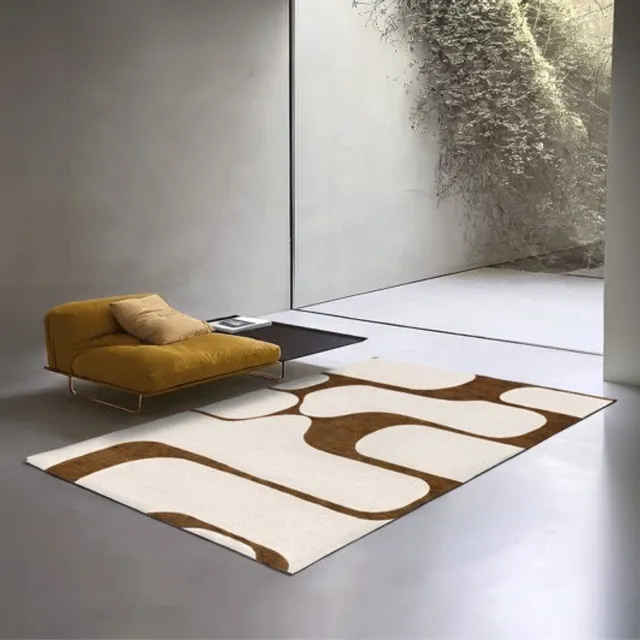 Acsento Swing Cognac Vloerkleed - 200 x 300 cm - Bruin,Ivoor - Rechthoekig - Wol, Katoen, Polyester, Acryl - Woonkamer, Eetkamer, Slaapkamer - Abstract - Modern, Retro, Design