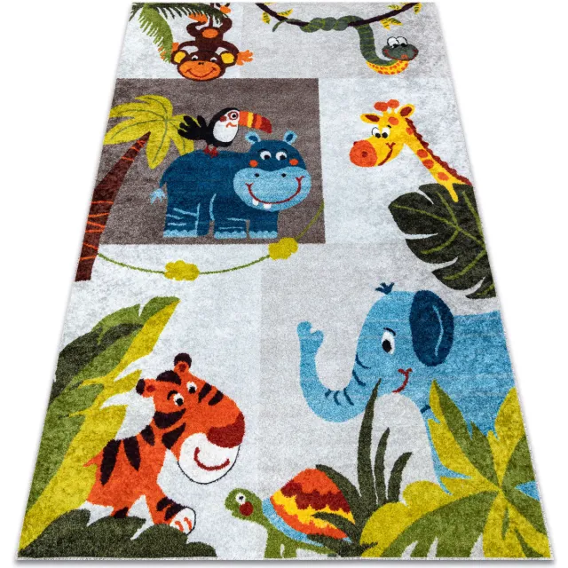 RUGSX Kleden Rugsx JUNIOR 51858.802 tapijt wasbaar dieren Afrika voor 140x190 cm Grijs