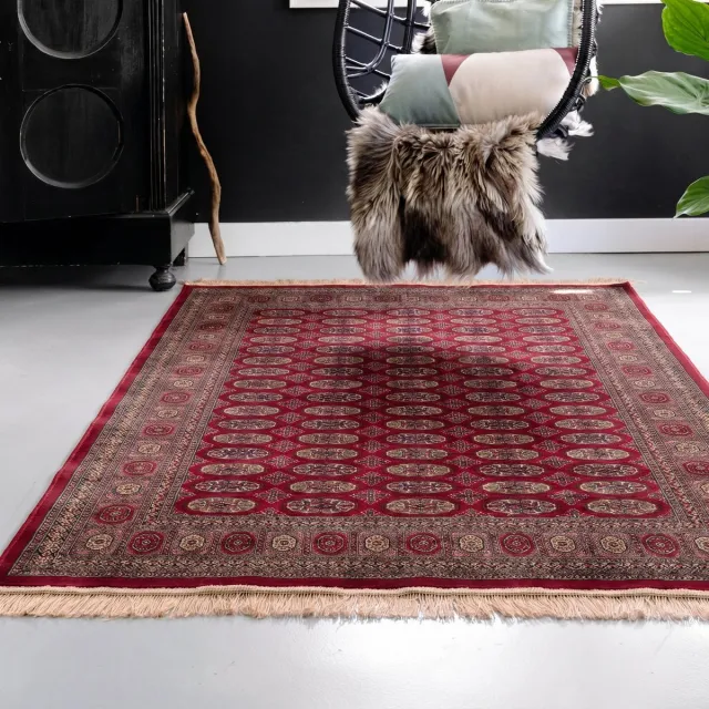 Tier Vintage Perzisch vloerkleed Boshra Rood met franjes