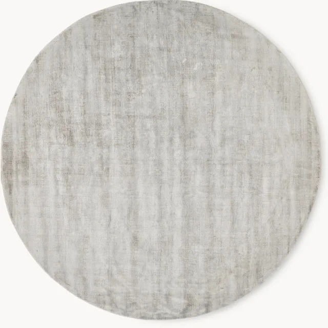 Westwing Collection Rond handgeweven viscose vloerkleed Jane Taupe