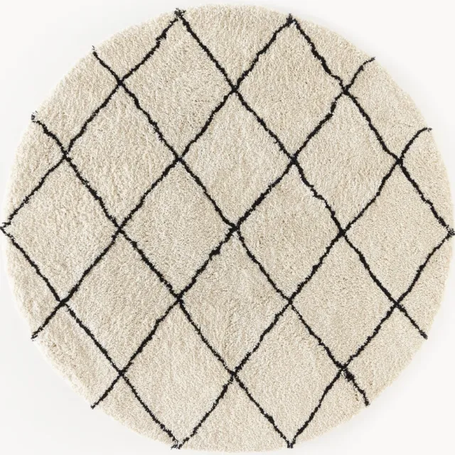 Westwing Collection Rond pluizig hoogpolig vloerkleed Naima, handgetuft Beige