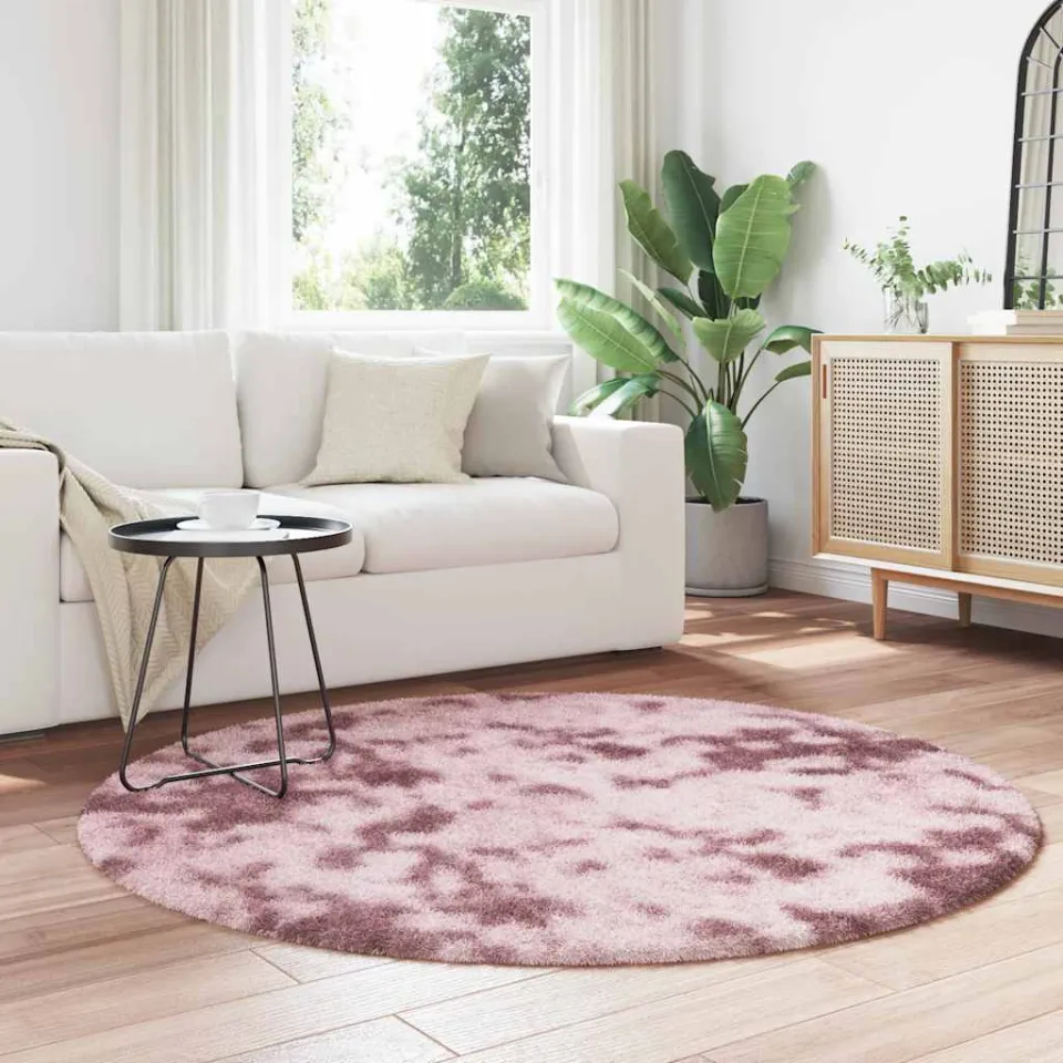 vidaXL Hoogpolig vloerkleed NAVARRA 160x160 cm polyester stoffig roze, foto 3