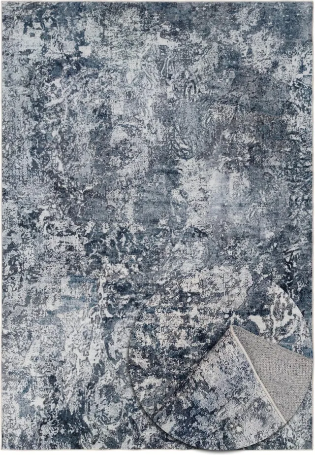 TESSO LIVING Modern Vloerkleed - Abstract Marmerlook - Zacht - Machinewasbaar Tapijt - Antislip - Premium Polyester Vezels - Blauw - 160cm x 230cm